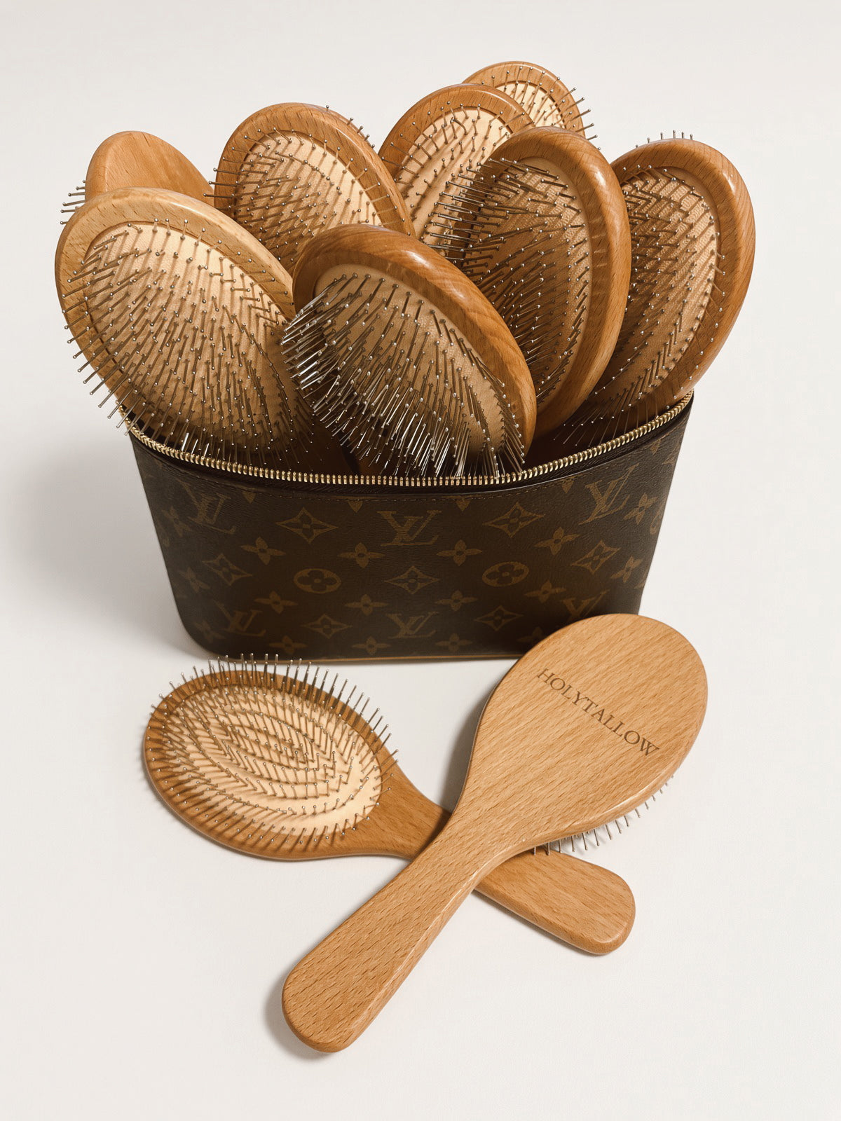 Stainless Steel & Wood Hairbrush
