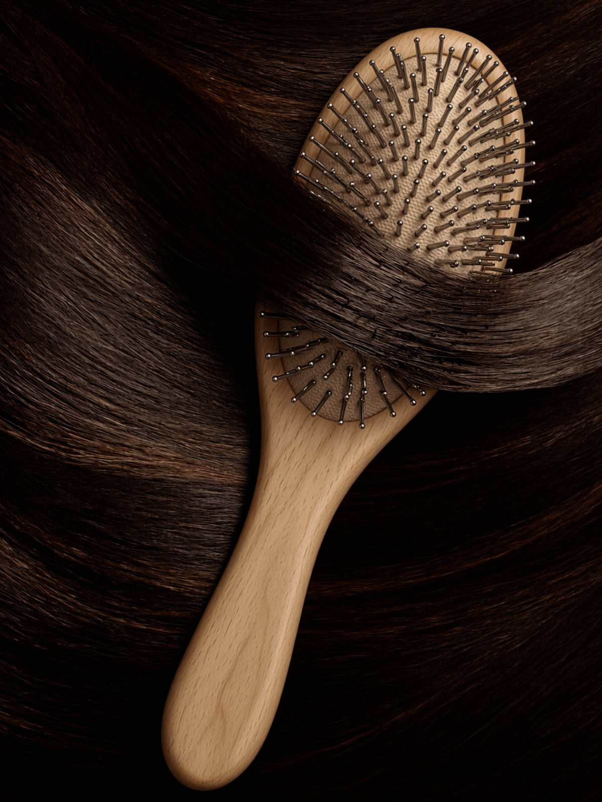 Stainless Steel & Wood Hairbrush