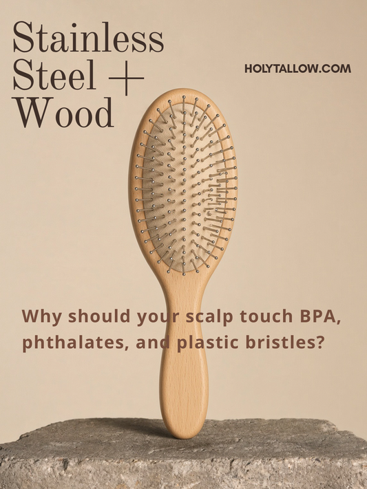 Stainless Steel & Wood Hairbrush